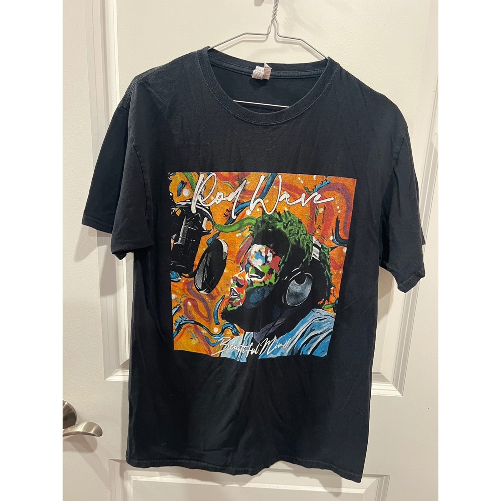 Rod Wave Mens T-Shirt Beautiful Mind Tour Graphic Black Size M